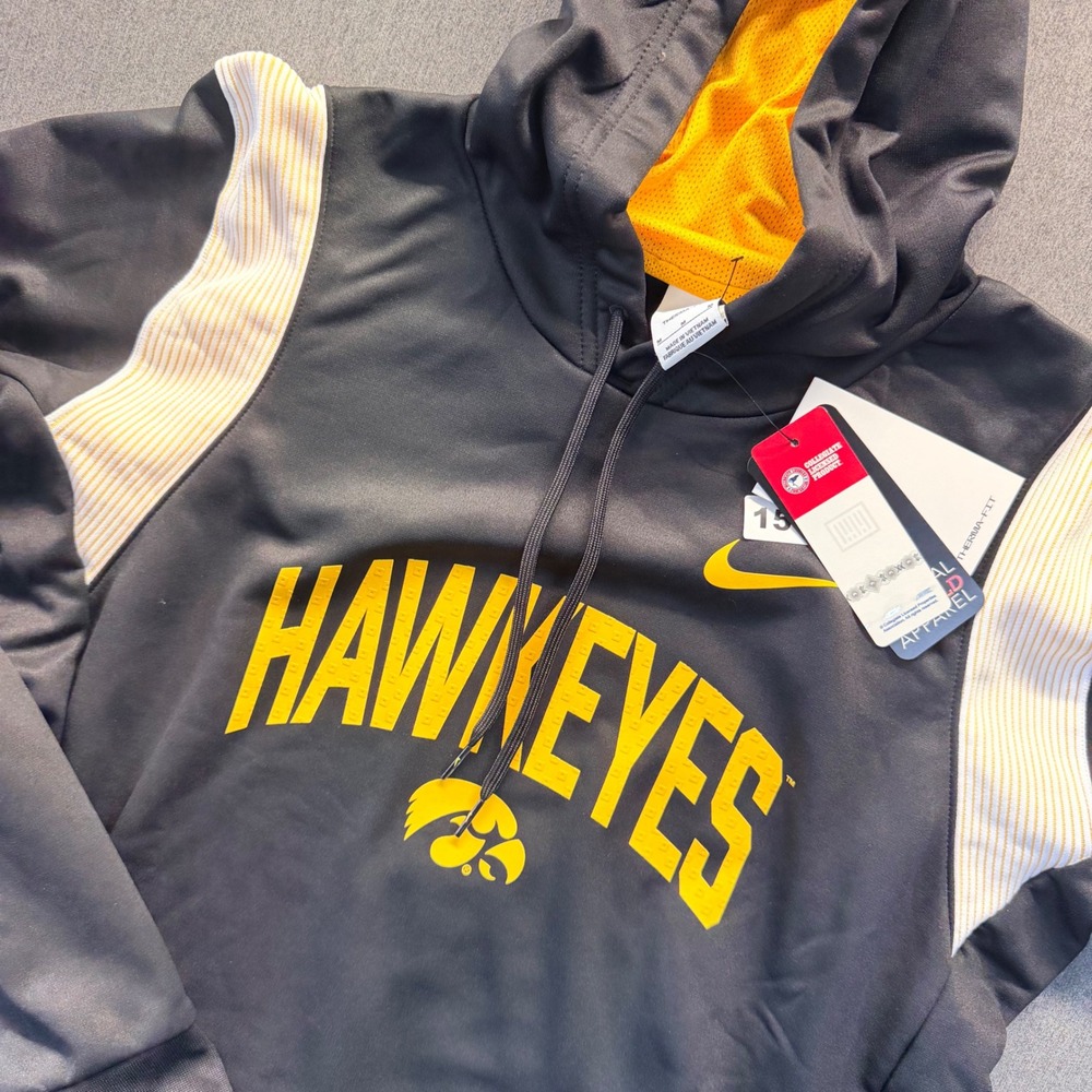 Nike Iowa Hawkeyes Hoodie Mens Medium Black Therma-FIT On Field Apparel NWT